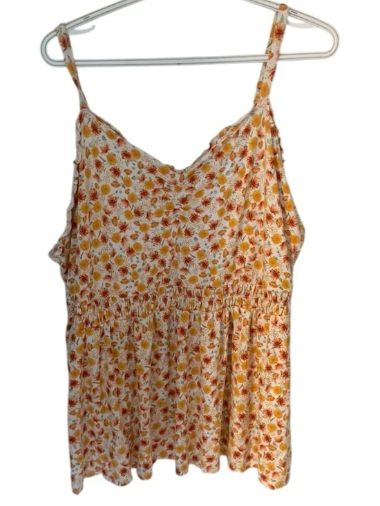 Torrid 3 Floral Cami Super Soft Knit Tank Orange Yellow Cottage Core - Picture 7 of 8